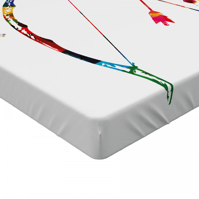 Full Size White Microfiber Fitted Sheet with Bow and Arrow Print