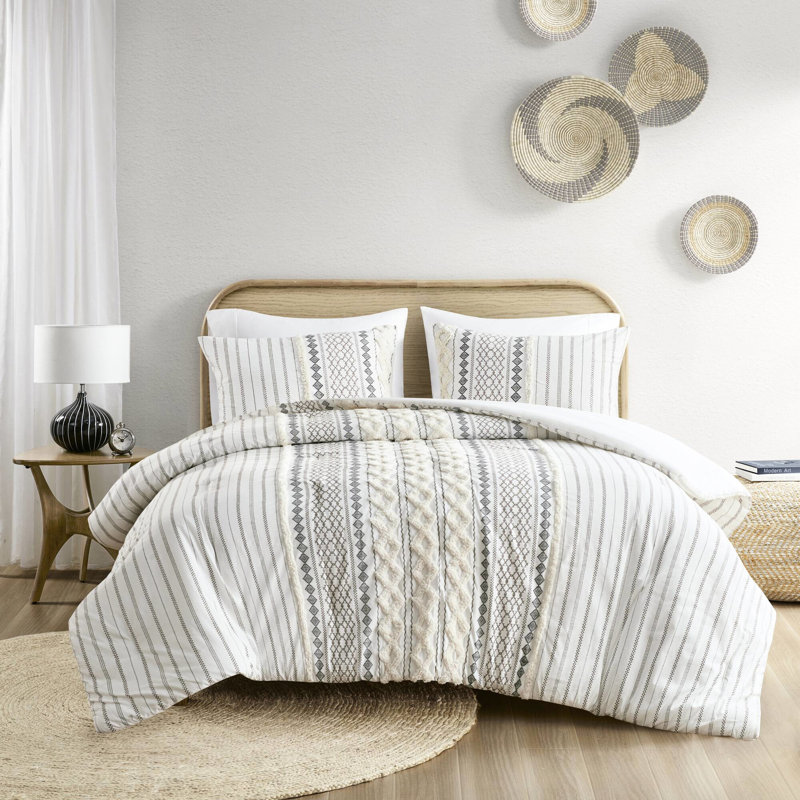 Édredon très grand / très grand en coton. Motif chenille. Remplir. 2 taies décoratives qui se chevauchent. . Literie lavable. 100% coton chenille. Option de machine