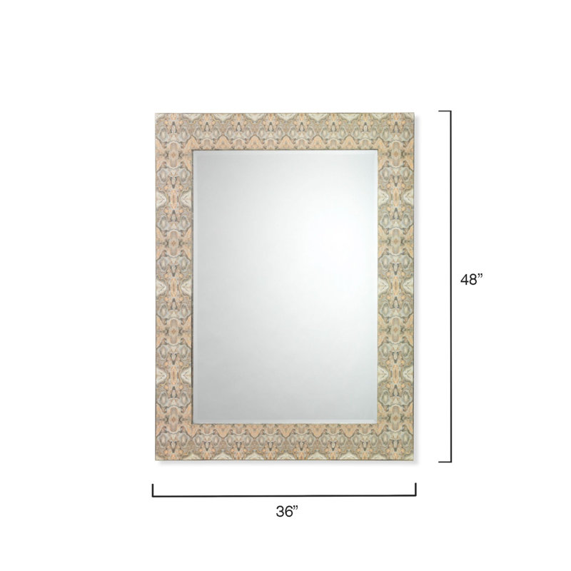 Rorschach Flat Engineered Wood Beveled Wall Mirror, Cream/Gray