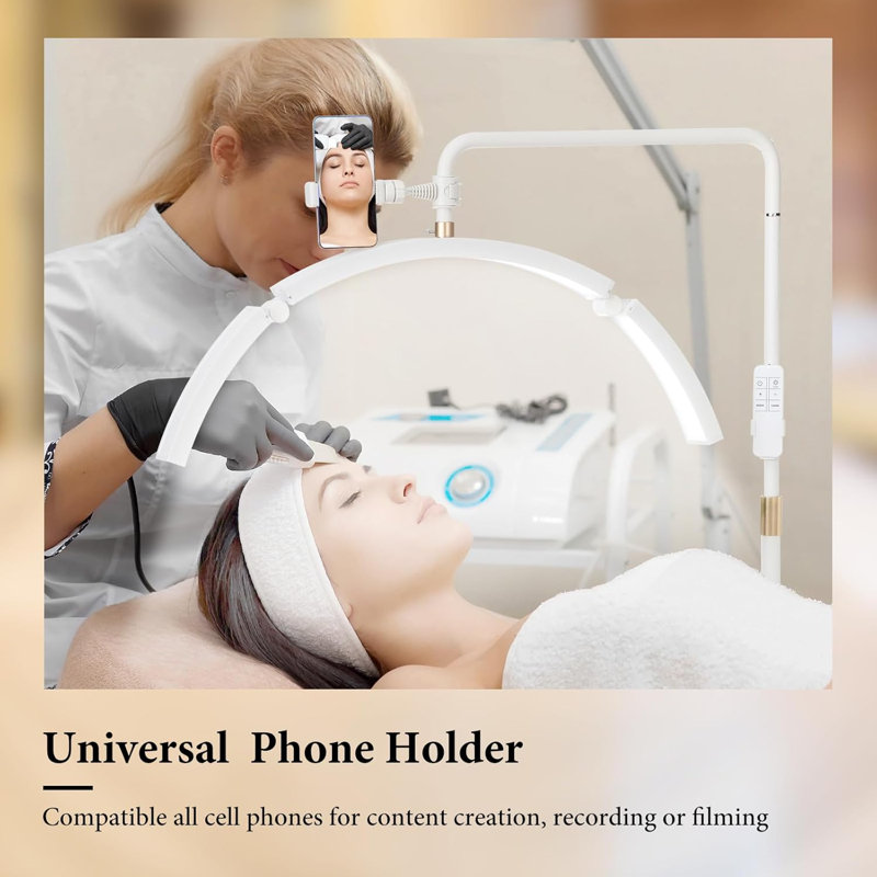 Half Moon Lash Lamp: Adjustable Foldable Lamp With Phone Holder For Lash Tech, Makeup, Nails, Tattoos