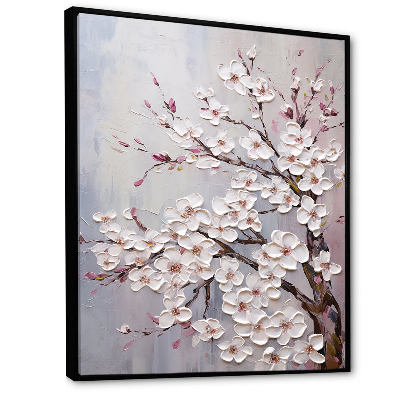 Arbre magique sur toile Dogwood Serenity, H 20 po x l 12 po x P 1 po, Cadre flottant noir