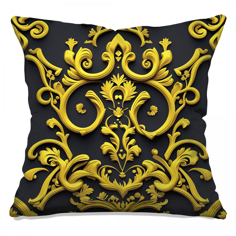Coussins décoratifs dorés à volutes, 14 x 14 inches