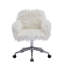 Fauteuil de coiffeuse blanc en fausse fourrure: assise ajustable à base chromée pour filles