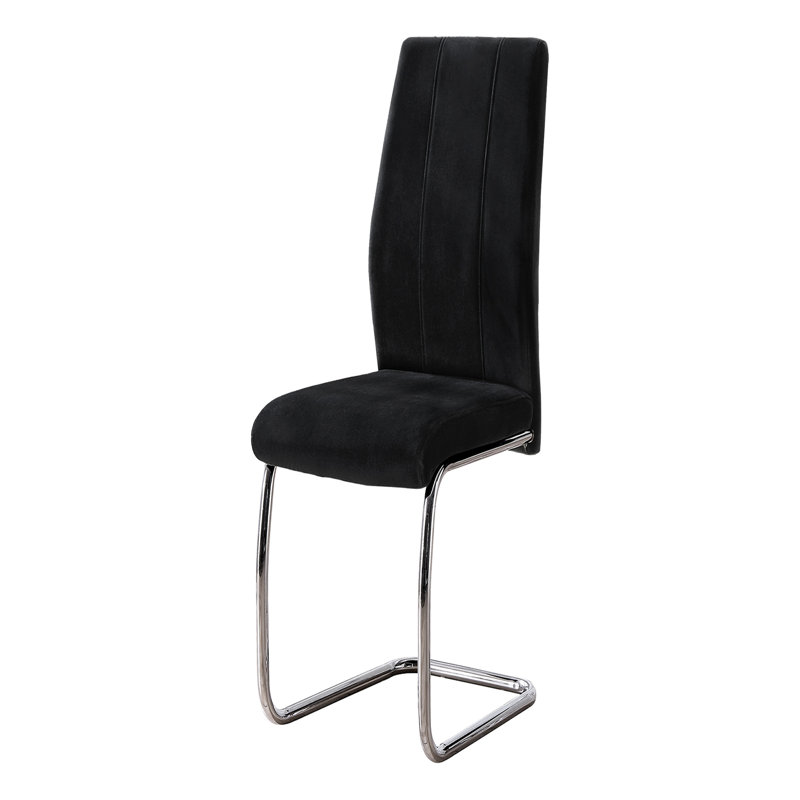 Ensemble de 2 chaises de salle à manger latérales Liam, similicuir capitonné, base en porte-à-faux, Noir, Argent argent