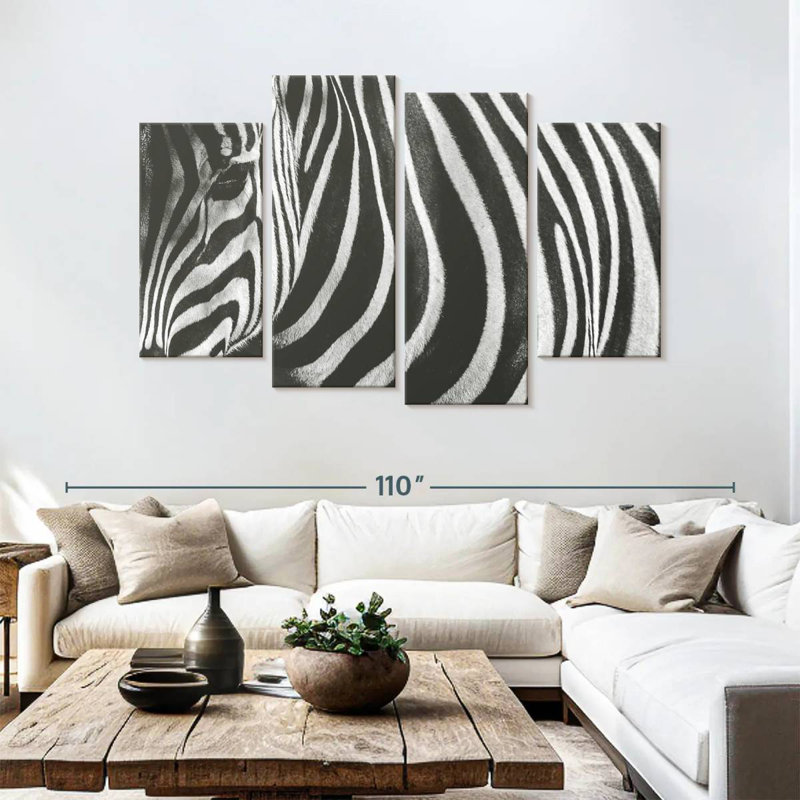 Ronce de zèbre monochrome, H 54 po x l 84 po