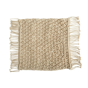 18In. Boho Fringed Woven Macrame Decorative Pillow Cover