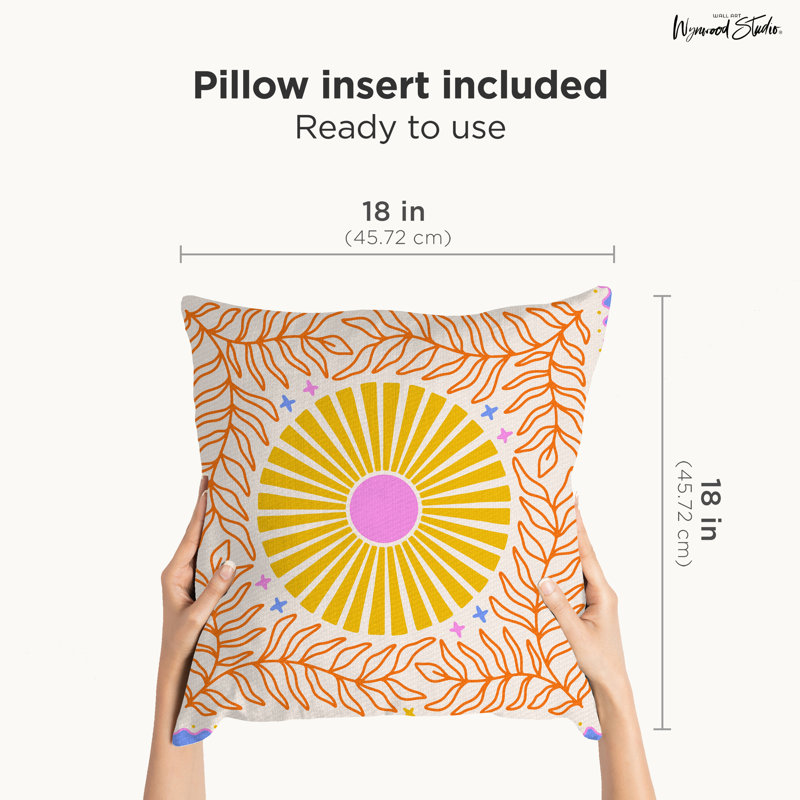 Coussin décoratif avec formes abstraites 18 po x 18 po Sunrays Shapes