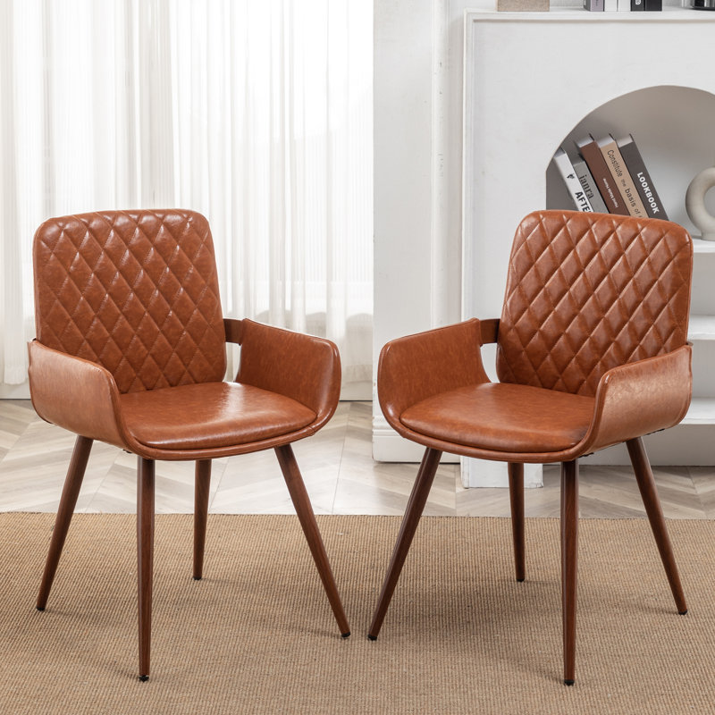 Chaises de salle à manger rembourrées Kopelynn, Orange