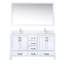 60 po L x P 22 po. Meuble-lavabo blanc avec comptoir en quartz, robinet et miroir de 58 po pour une surface de bain quotidienne