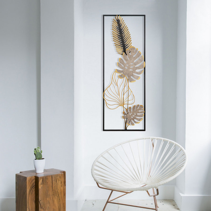 Hand-Painted Decorative Metal Wall Accessory, 12.6 x 2.0 x 35.4 inches | 100% Metal, Thickness: 0.03 inches | Unique Art Piece for Home Decor, Adds Color & Texture to Any Space, Perfect for Living Room & Office