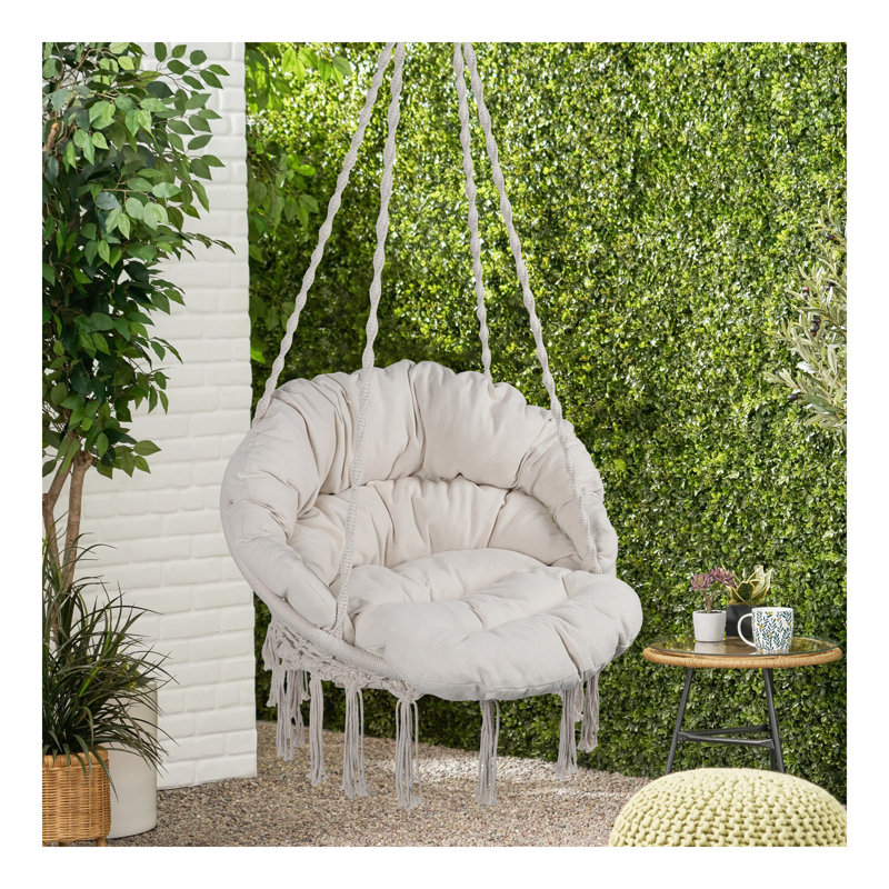 Chaise hamac pour balançoire en hamac avec corde en coton pour l'intérieur et l'extérieur avec coussin