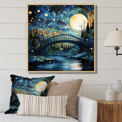 " Teal Bridge Flowing Connections Pointillism II "