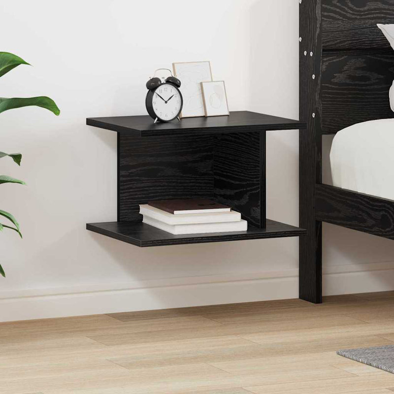 40cm W Manufactured Wood Bedside Table, Black