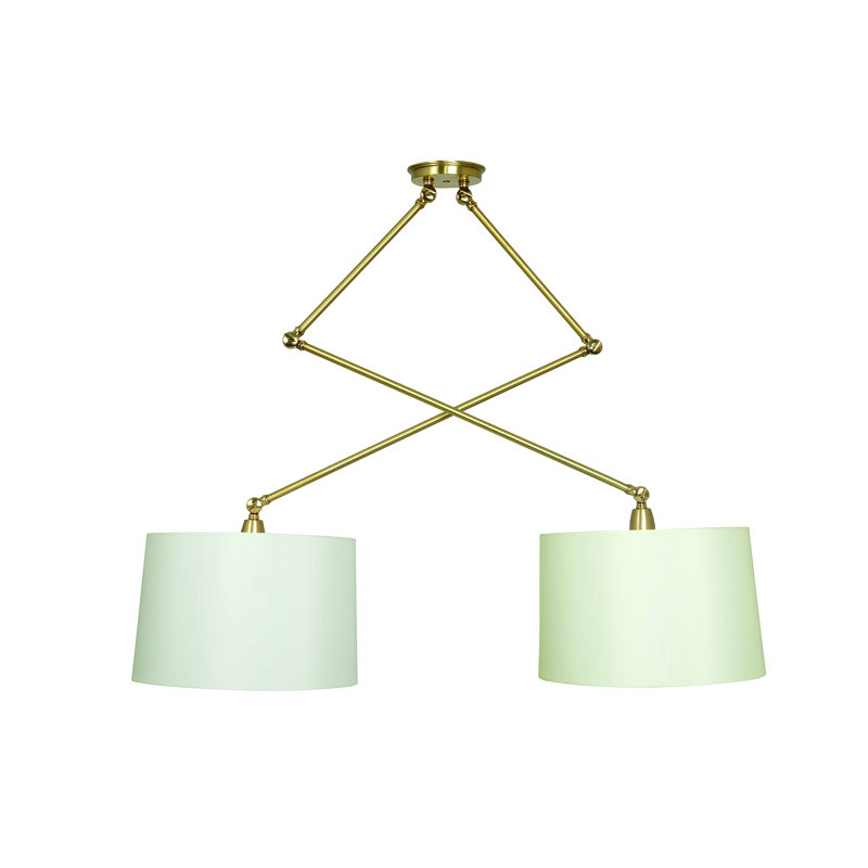 Luminaire suspendu tambour 2 lumières Creeden, Laiton satiné / laiton poli