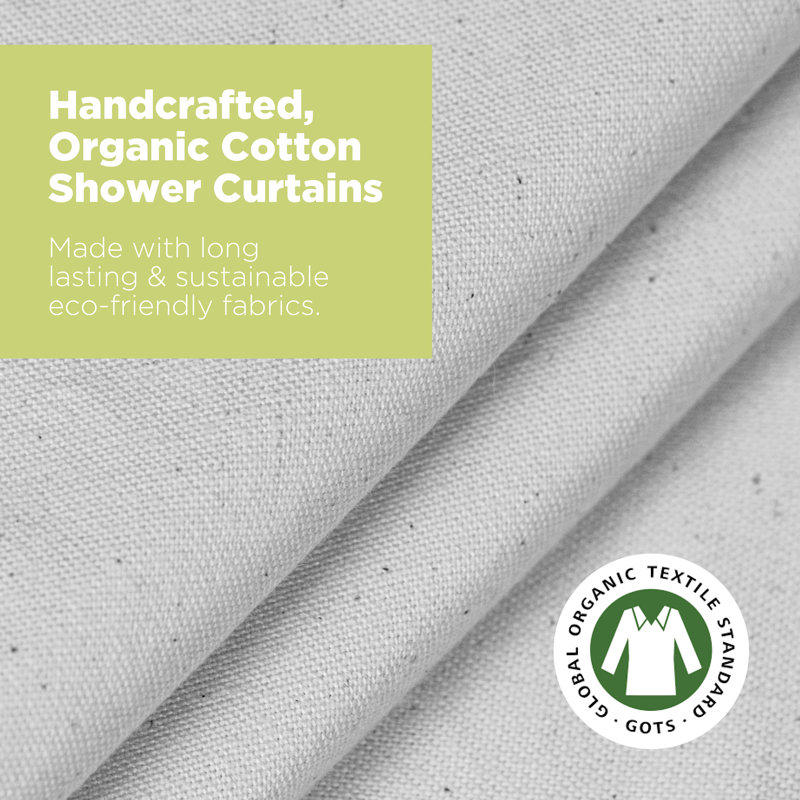 Rideau de douche en coton biologique de qualité supérieure pour décor de salle de bain - Rideau non toxique pour douche de baignoire et de cabine
