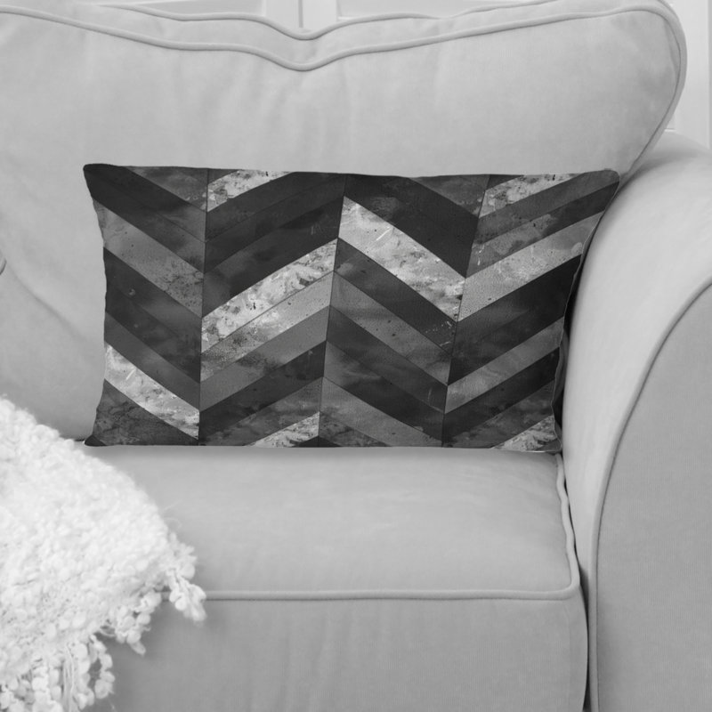 Imprimé à chevrons gris et noir I - coussin lombaire moderne