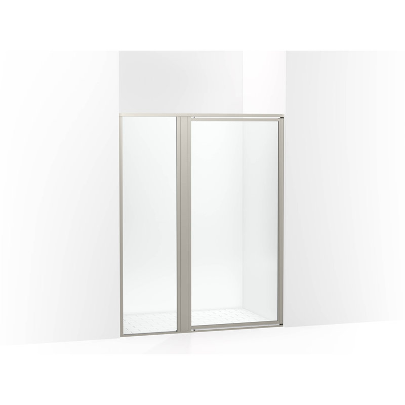 Attend 69" H Pivot Shower Door With 1/8"-Thick Glass, Nickel