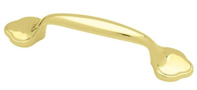 (5 Pack) 3 inch Clover Ends Pull Polished Brass
