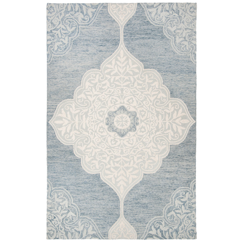 Burhardt Hand Tufted Wool Ikat Rug, Rectangle 8' x 10'