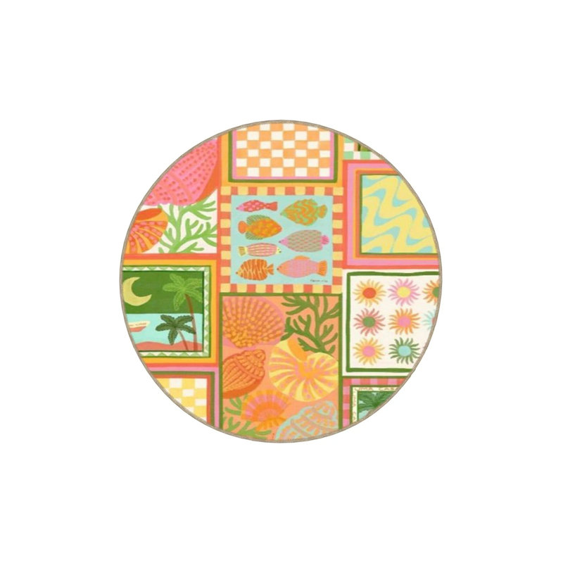 Tropical Themed Multicolored Fruit, Flower And Figure Patterned Modern Decorative Carpet, Rectangle 2'4" x 4'