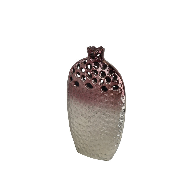 Two-Tone Hammered Aluminum Bud Vase for Table Decor