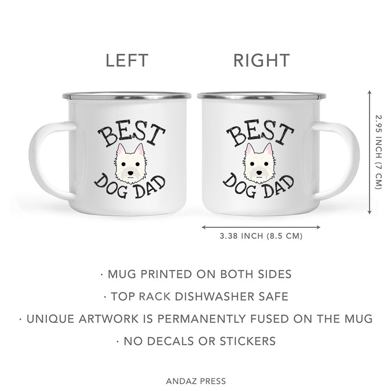Grande tasse à café « Best Dog Dad », Terrier des Highlands de l'Ouest blanc