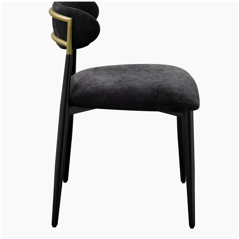 Chaise d'appoint Jaramillo en tissu noir et finition noire (ensemble de 2)