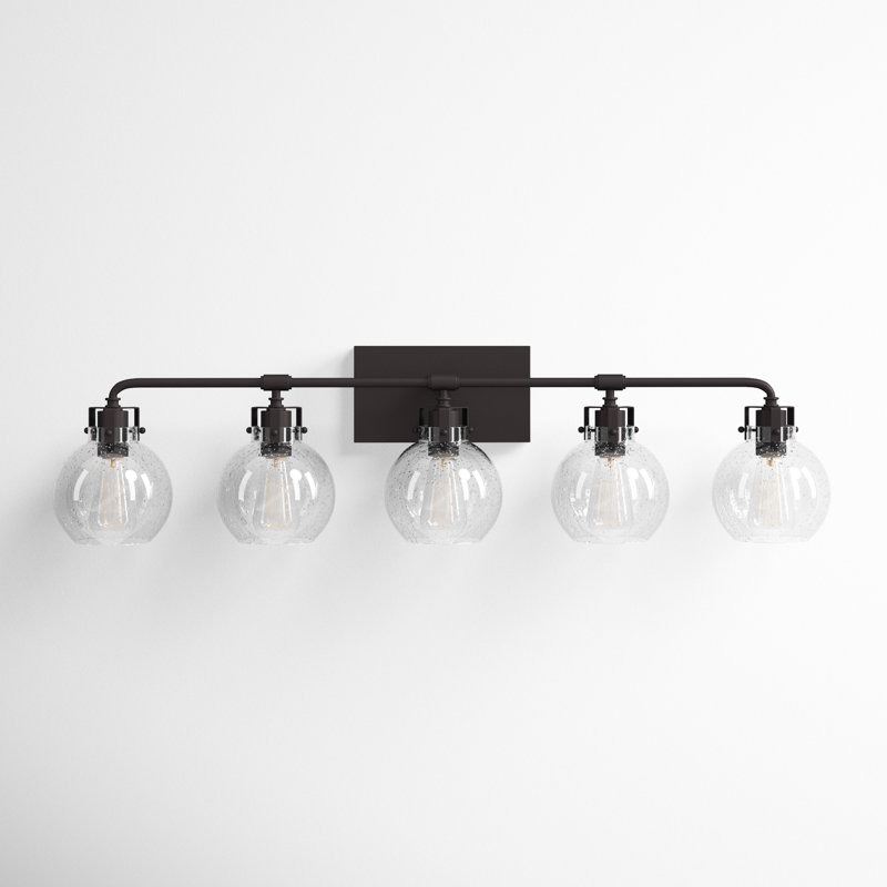 Oil Rubbed Bronze 5-Light Seeded Glass Vanity Light