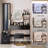 Full Body Mirror Cabinet With Round Mirror LED Vanity Table With Cushioned Stool, 17" Diameter LED Mirror, Touch Control, 3-Color, Brightness Adjustable, Large Desktop, Multi-Layer High Capacity Storage-2047719976
