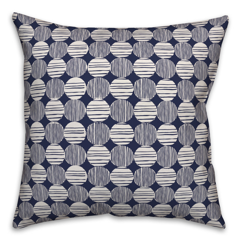  Coussin Circles, 16 po x 1 po, Bleu marine / blanc géométrique 1