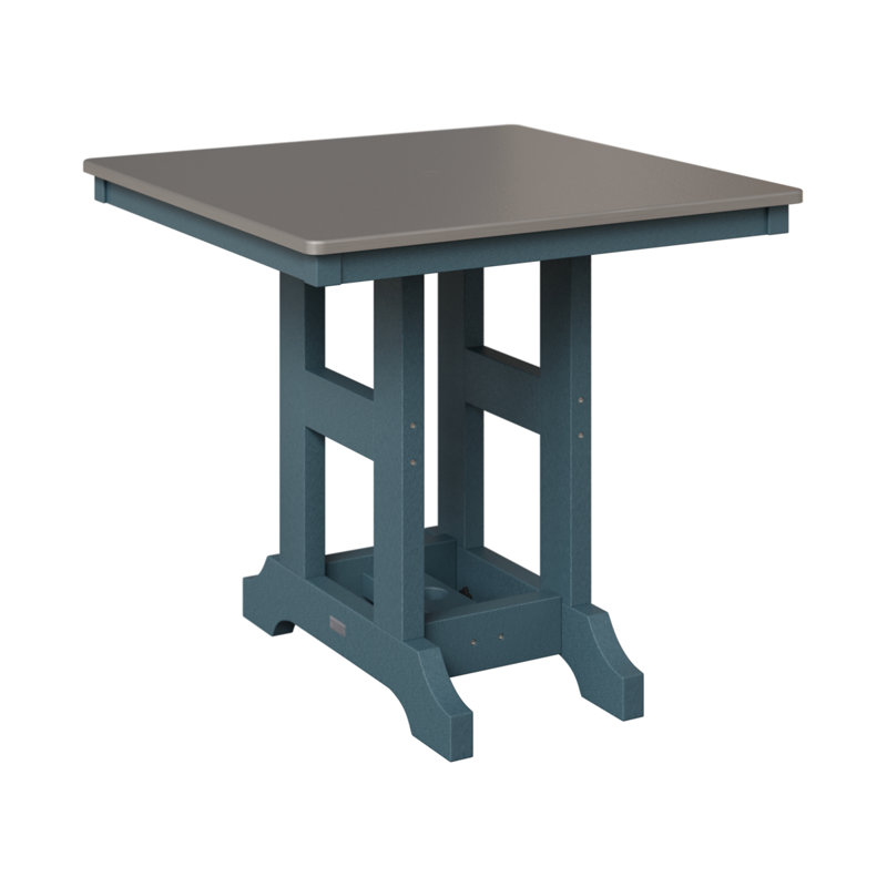 Table de bar d'extérieur carrée Garden Classic, H 39,5 po x l 33 po x P 33 po, Acier inoxydable martelé, Ardoise