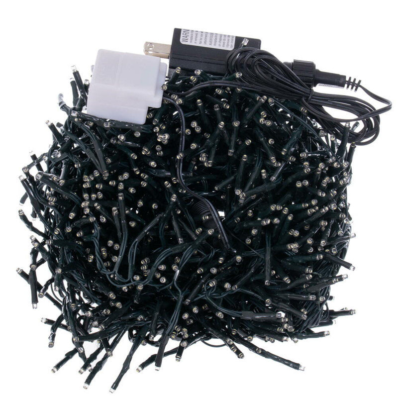 1000Lt LED Cluster Light Set, 34' Long, 8 Function Memory Remote Controlled, Pure White