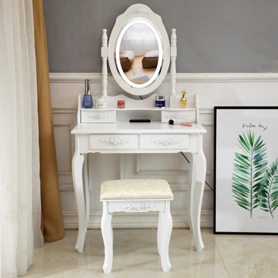 Ensemble de coiffeuse avec tabouret et miroir