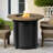 Propane Gas Fire Pit Table, 50000 BTU Round Steel Fire Pit For Outside Patio Deck Garden Courtyard-Black-1011108453