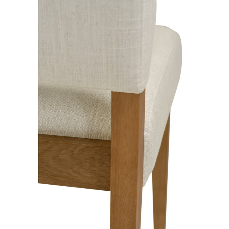 Jennifer Home Upholstered Back Stool with Wood Base for Kitchen, Bar Stool (28" Seat Height), White Sand/Natural