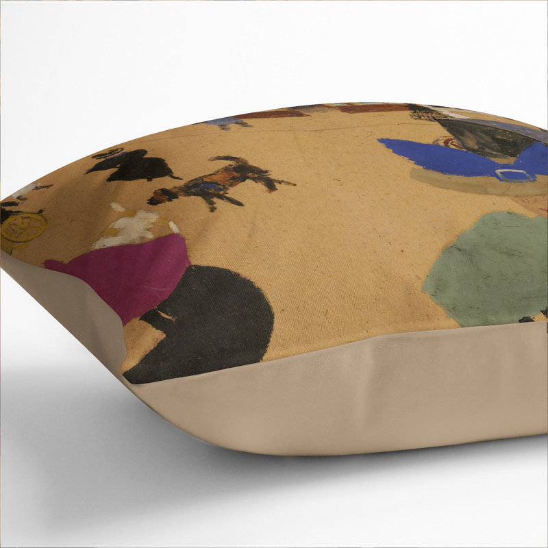 Street Scene In Paris Square Throw Cushion, 40cm H x 40cm W x 15cm D, Stone