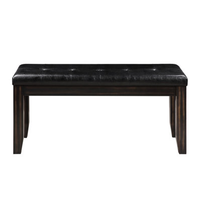 Black Leather Bench With Trim For Classic Appeal Fabric Cushion Durability