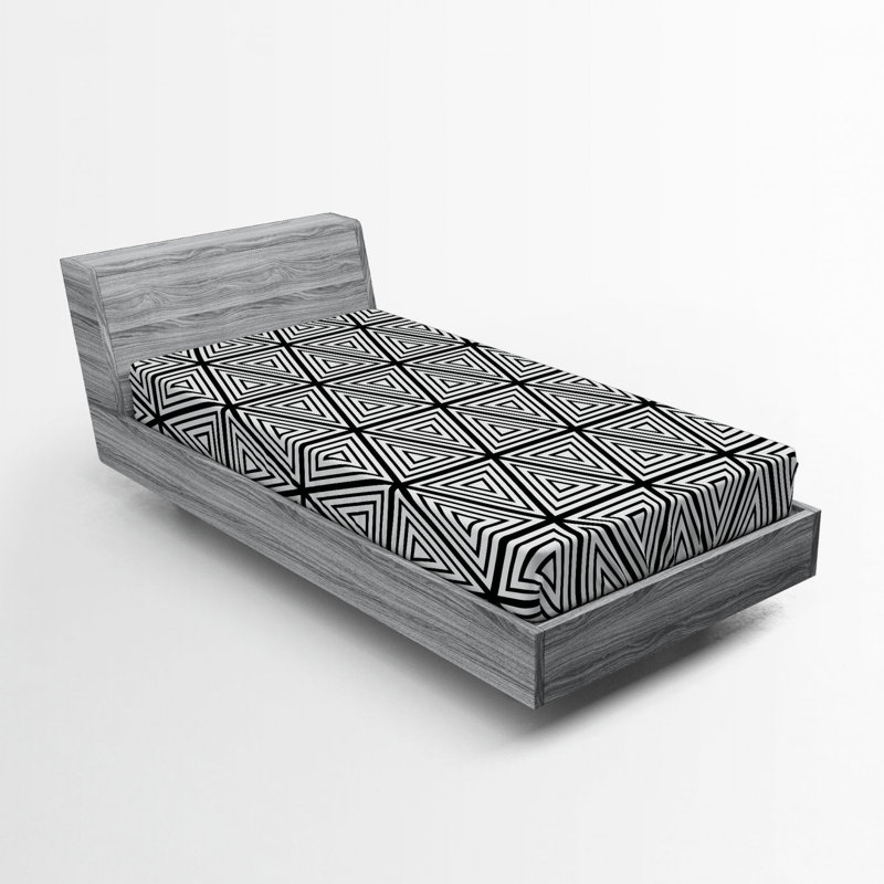 Microfiber Geometric Fitted Sheet, Twin Fitted Sheet