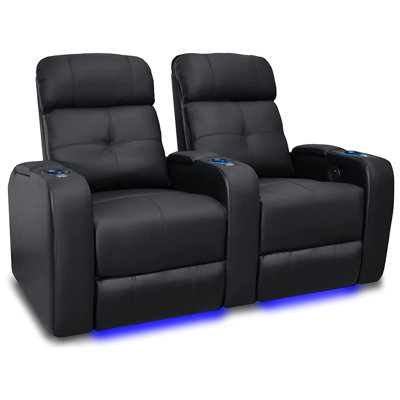 Upholstered Home Theater Seating with Cup Holder