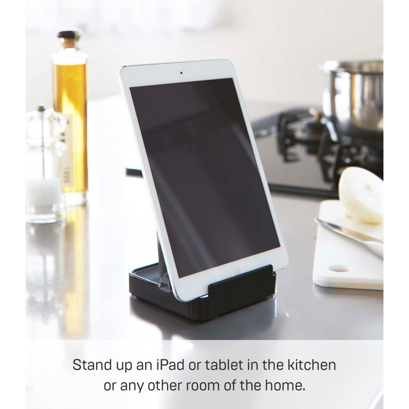 Compact Black Plastic Kitchen Utensil and Lid Stand