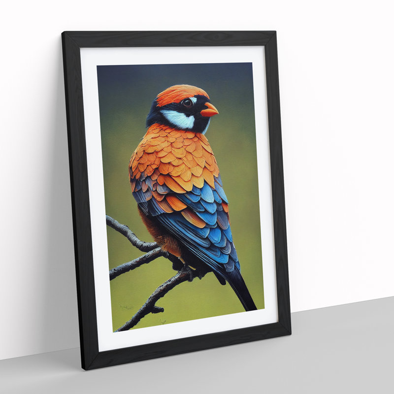 Delightful Bird - Single Picture Frame Print, Black, 46cm H x 34cm W x 2cm D