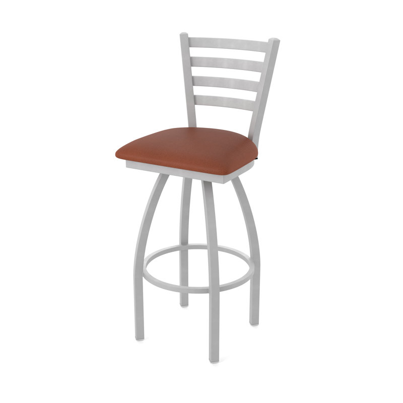 Jackie Swivel Stool, Anodized Nickel, Vinyl-Rein Adobe, Bar Stool (30" Seat Height)