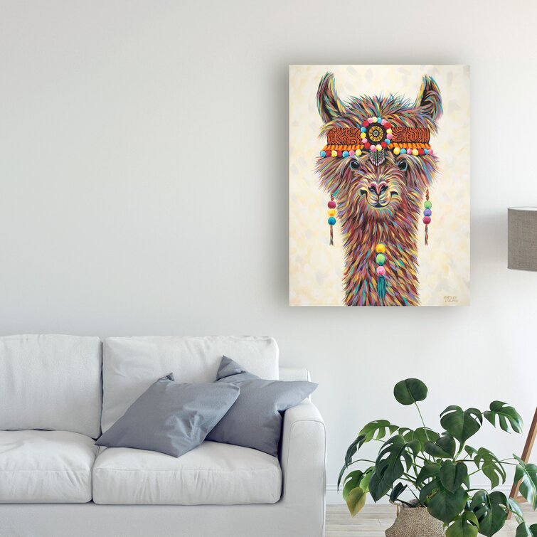 Hippie Llama II by Carolee Vitaletti - Wrapped Canvas Painting Print