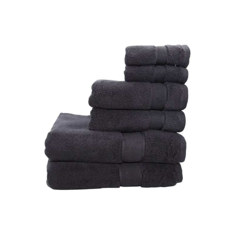 Home Signature Plus 100% Cotton Soft Luxury Absorbent Bath Towel Set (6 Pieces), Black