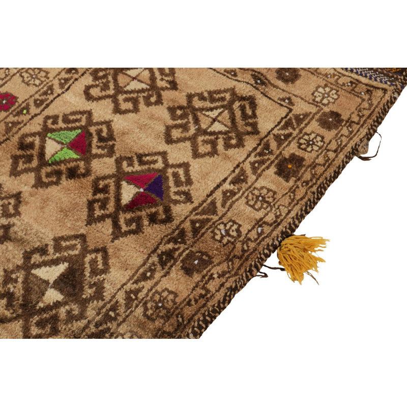 Wool Geometric Area Rug in Beige