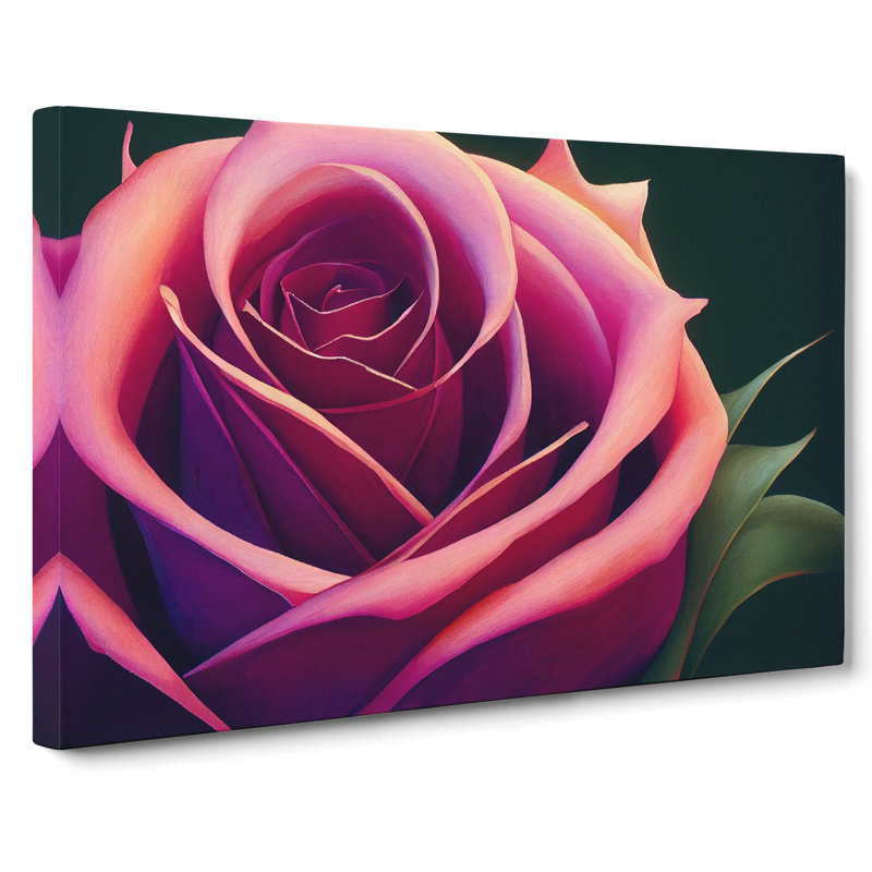 Spirited Rose Flower - Wrapped Canvas, 35cm H x 50cm W x 3cm D