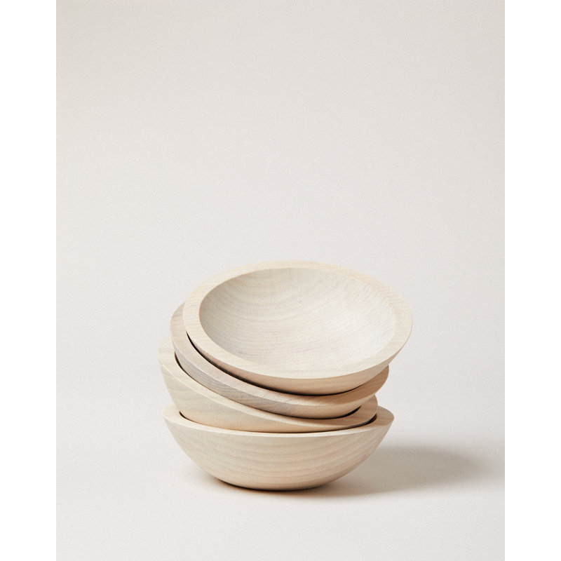 Wood Salad Bowl, White, 15"