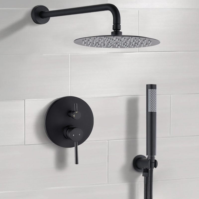 Matte Black 10" Shower Head With Rain And Handheld, Brass Build For Superior Showering Pair: A Relaxing Bath Experience