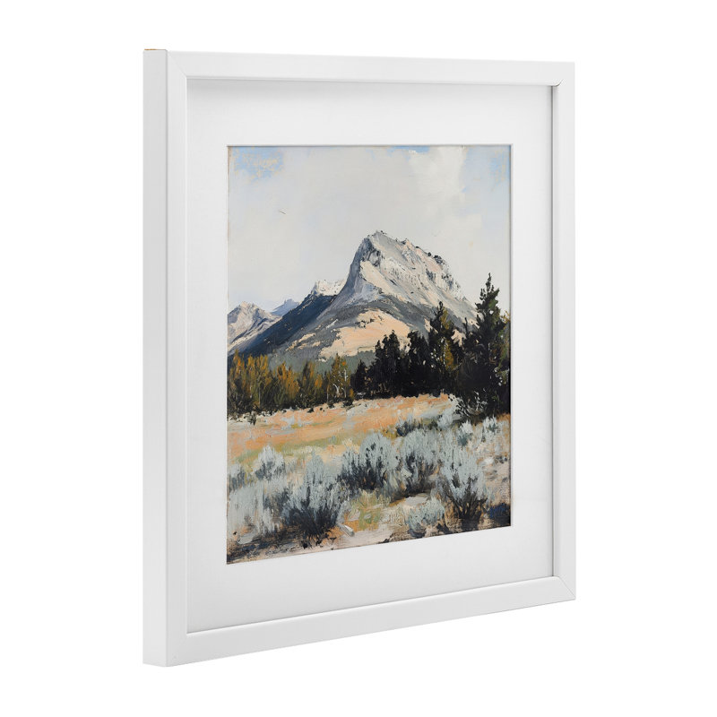 «Desert Mountains and Forest Landscape», reproduction sous verre encadrée, design par Petal Prints Design, H 16 po x l 16 po