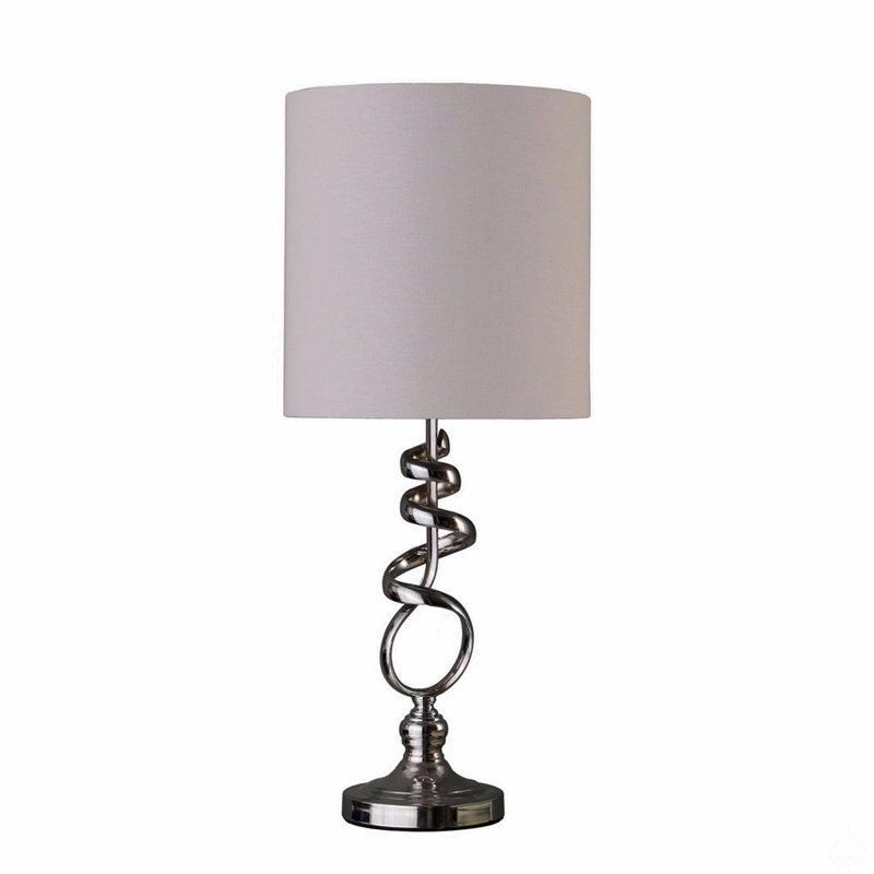 Lampe de table abstraite en métal argenté brossé
